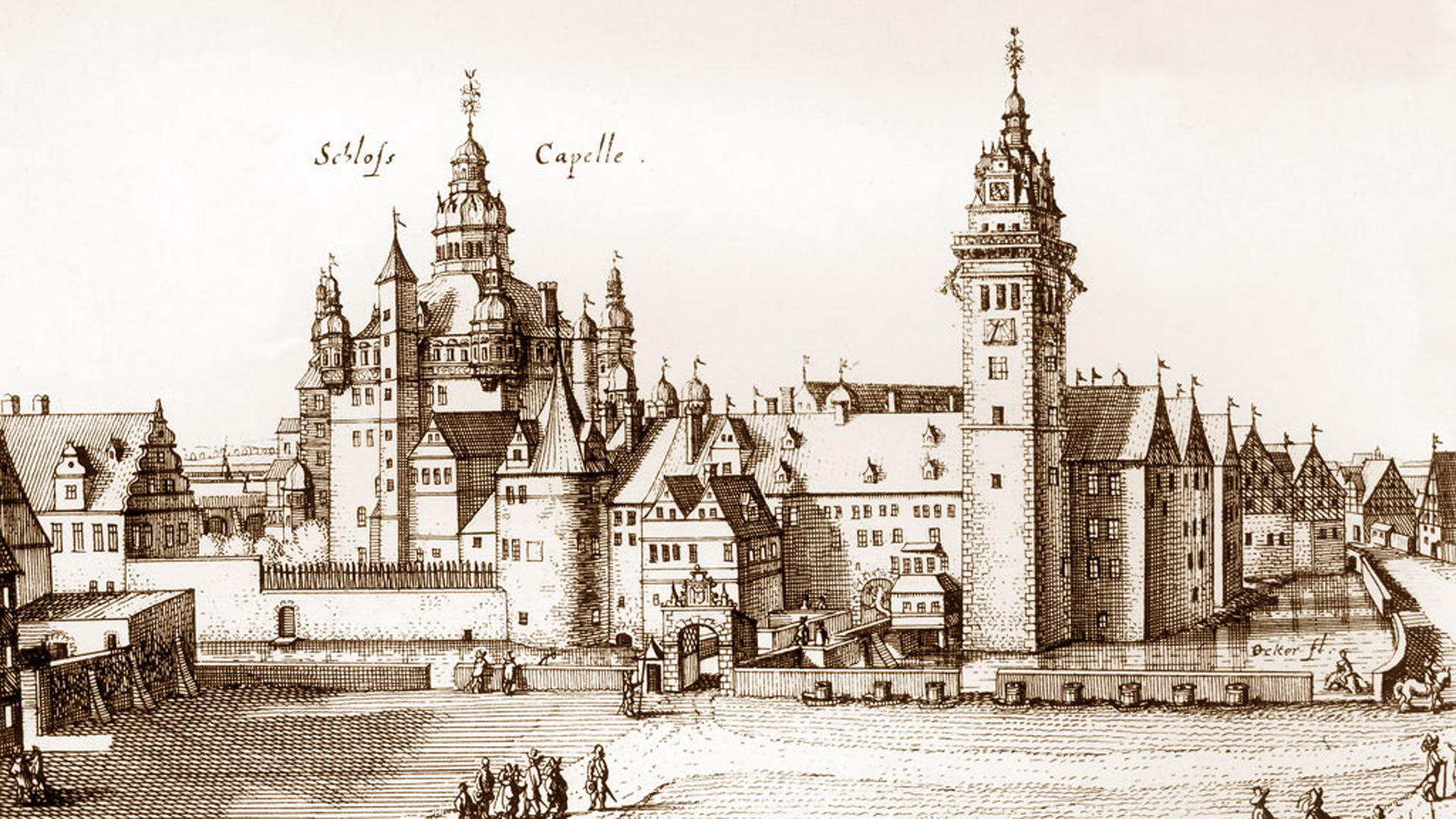 Schloss Wolfenbüttel von Osten, nach C.M. Merian, 1654