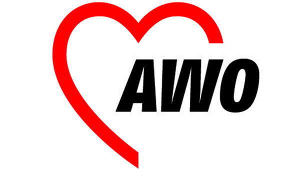 Logo der AWO, rotes Herz mit AWO-Schriftzug