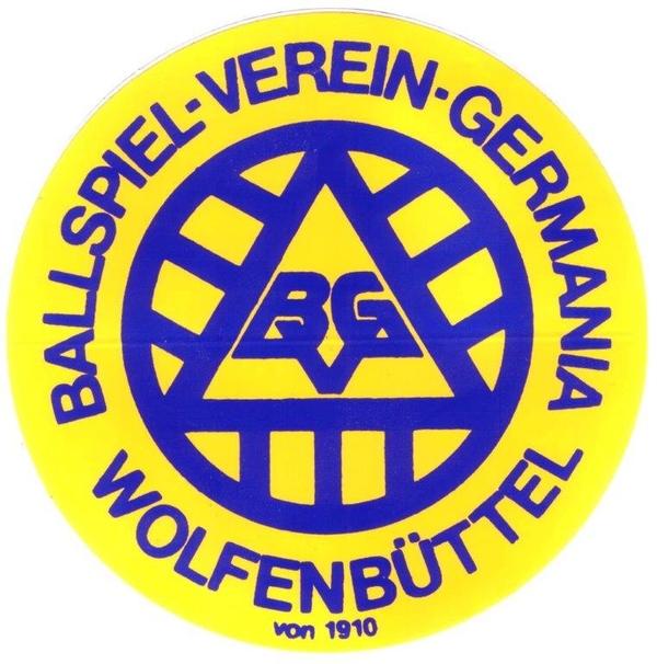 Logo des Ballspiel-Vereins Germania Wolfenbüttel von 1910 in den Vereinsfarben Blau und Gelb.