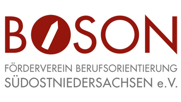 Weinroter und grauer Schriftzug: BOSON Förderverein Berufsorientierung Südostniedersachsen e.V.