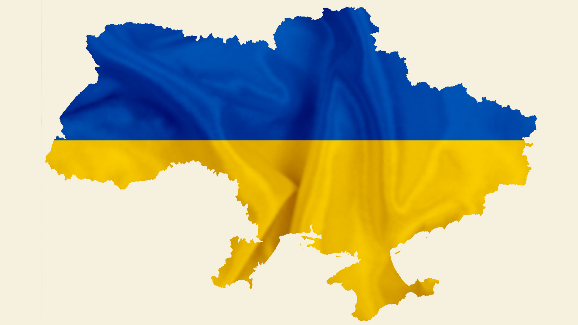 Die ukrainische Flagge in Form der Landesumrisse.