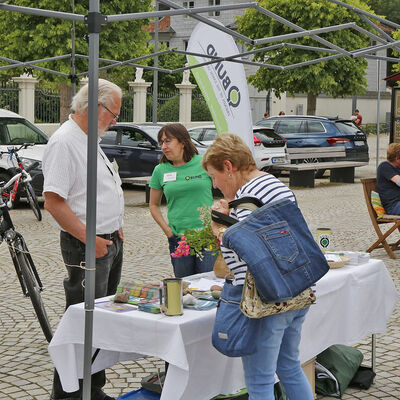 Infostände mit Besuchern auf dem Schlossplatz