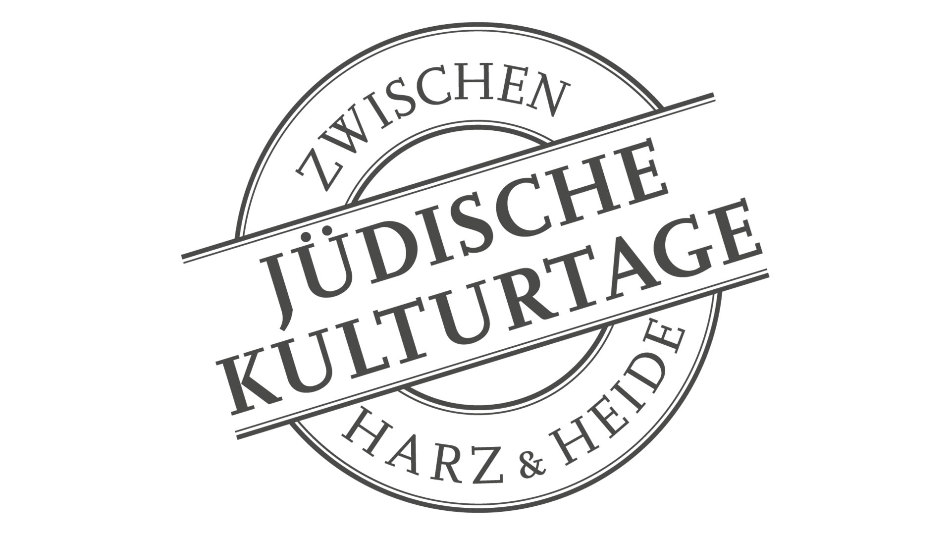 Logo der Jüdischen Kulturtage zwischen Harz & Heide, der Schriftzug ist wie ein Stempelabdruck gestaltet