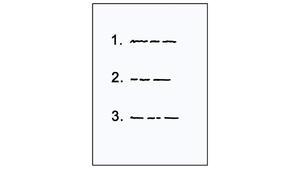 Zeichnung eine Liste mit den Aufzählungszeichen 1., 2., 3., die Schrift hinter den Aufzählungszeichen ist nicht erkennbar