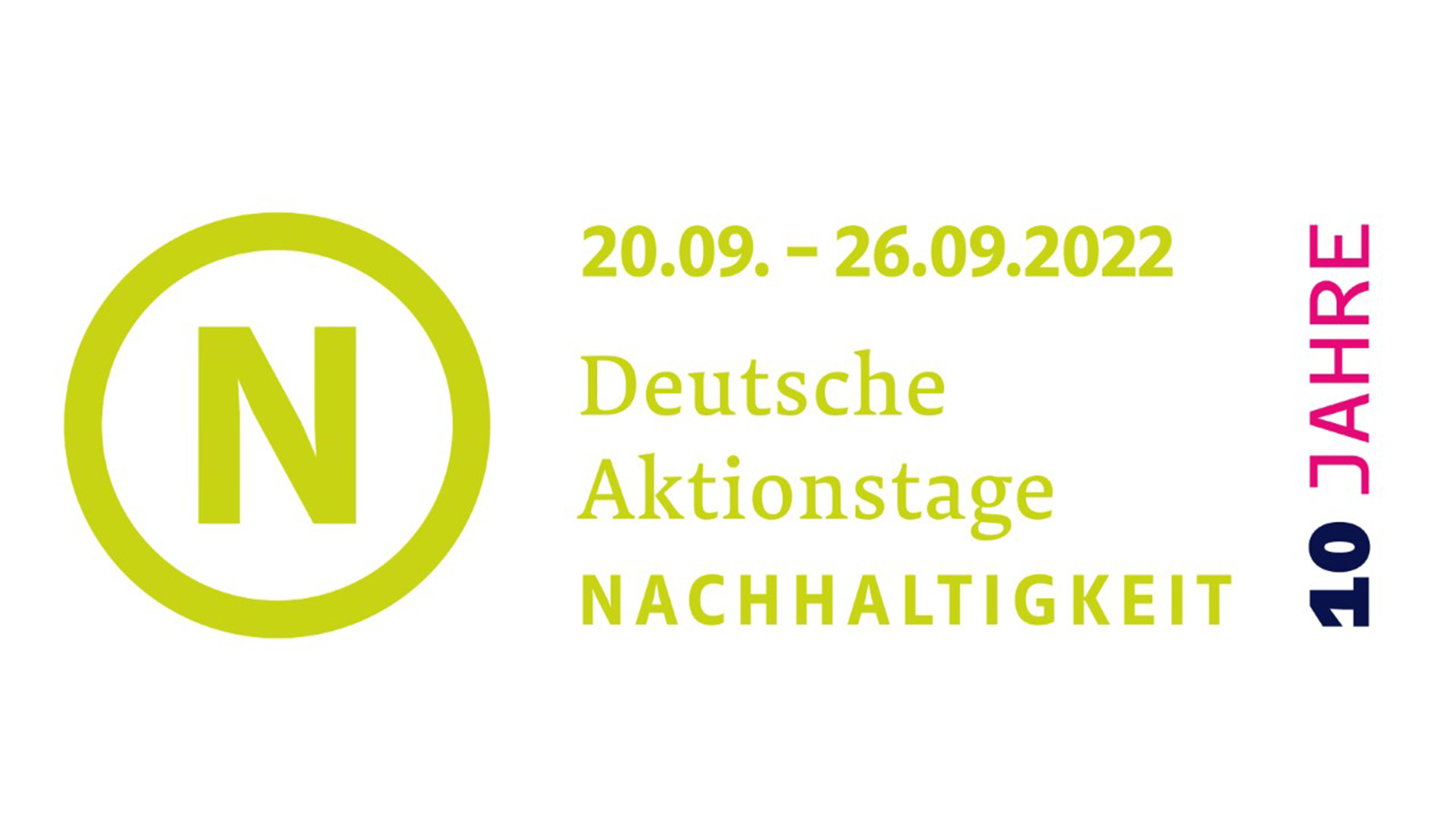 Logo der Deutschen Aktionstage Nachhaltigkeit 2022 mit Schriftzug, Logo und Datumsangabe
