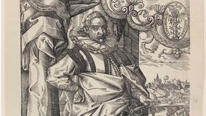 Heinrich Julius, Herzog von Braunschweig-Lüneburg, im Hintergrund die Richtstätte, Elias Holwein, 1603