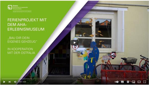 Screenshot des Startbildes des Youtube-Film es F"erienprojekt "Gehzeuge" mit dem AHA-Erlebnismuseum in Wolfenbüttel"