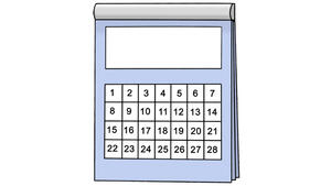 Zeichnung eines Kalenderblattes mit 28 Tagen