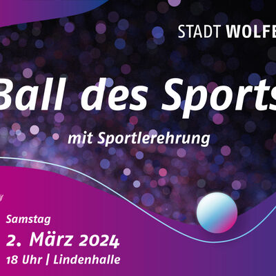 Veranstaltungsplakat für den Ball des Sports mit Sportlerehrung am 2. März 2024