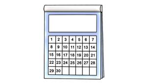 Zeichnung eines Kalenderblattes mit 30 Tagen