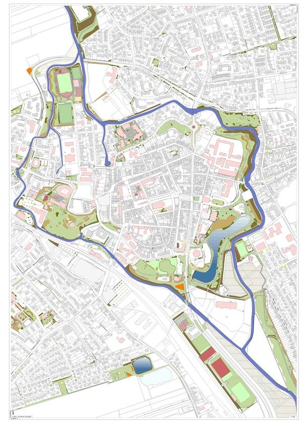 Flächenpotential der Landesgartenschau 2030 ist in einer Stadtkarte markiert