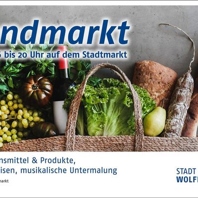 Veranstaltungsplakat für den Wolfenbütteler Abendmarkt am 5. Oktober 2023