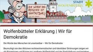 Screenshot: Wolfenbütteler Erklärung | Wir für Demokratie