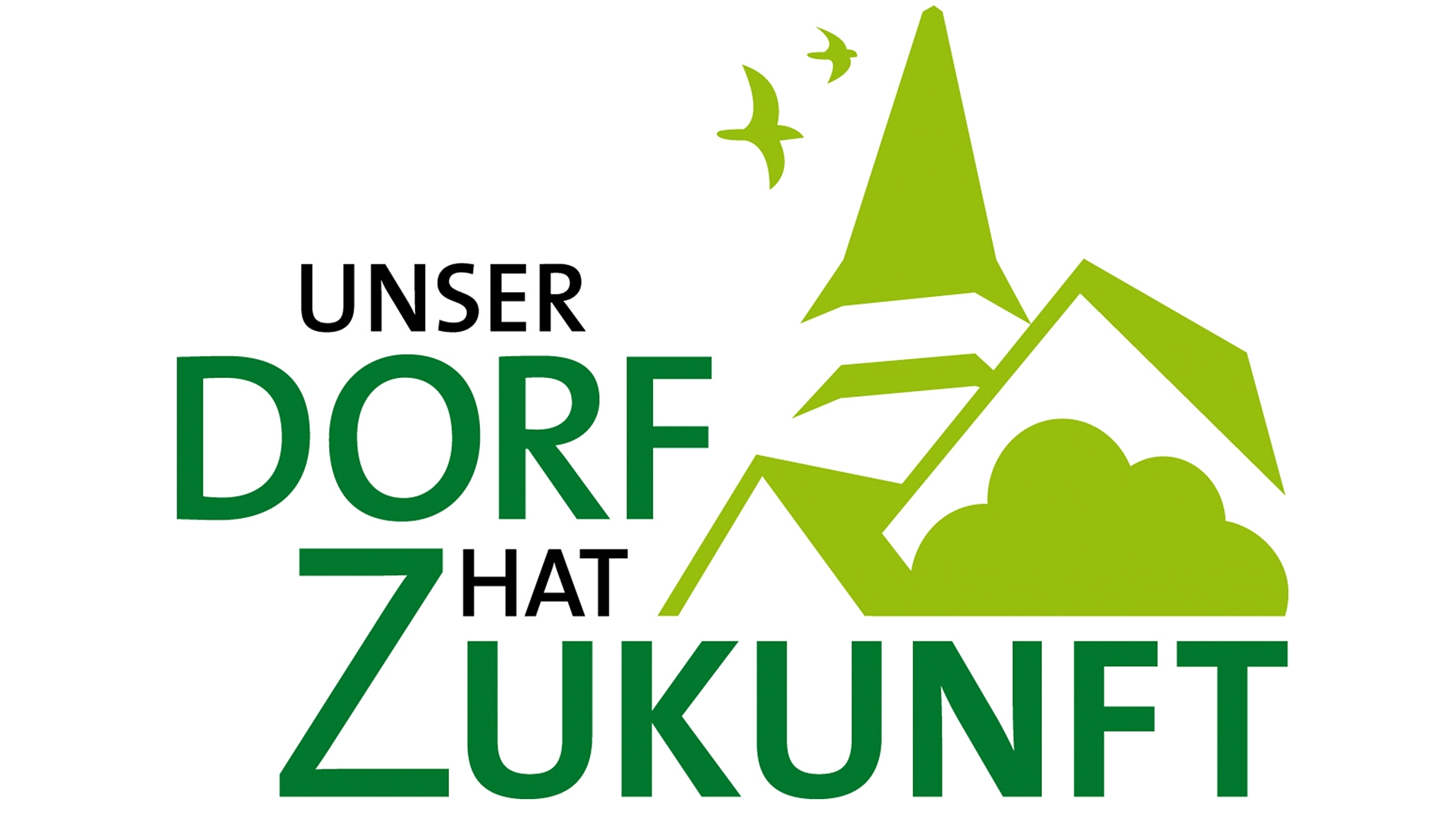 Ein grnes Logo mit der Aufschrift "Unser Dorf hat Zukunft"